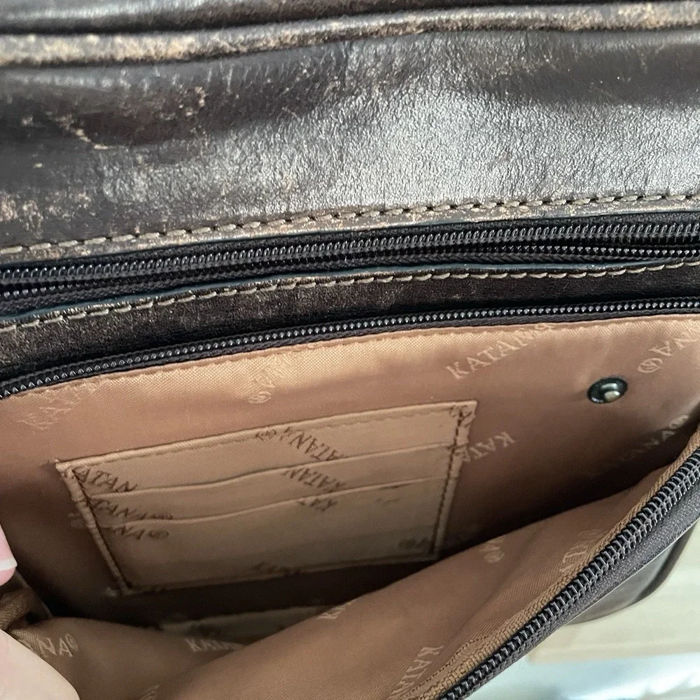 Katana Leather Messenger Bag Brown Crossbody Satchel‎ Travel Dad Bag